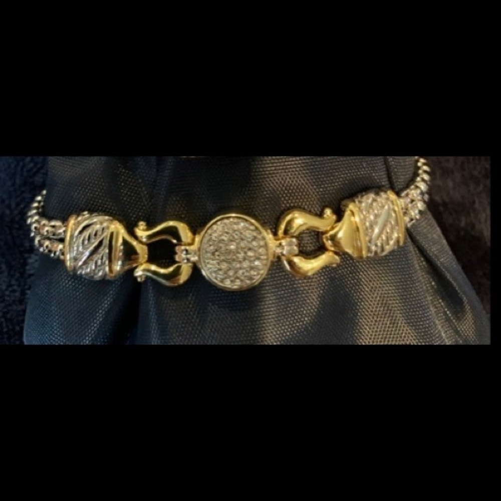 2 tone magnetic gold bracelet with rhinestones